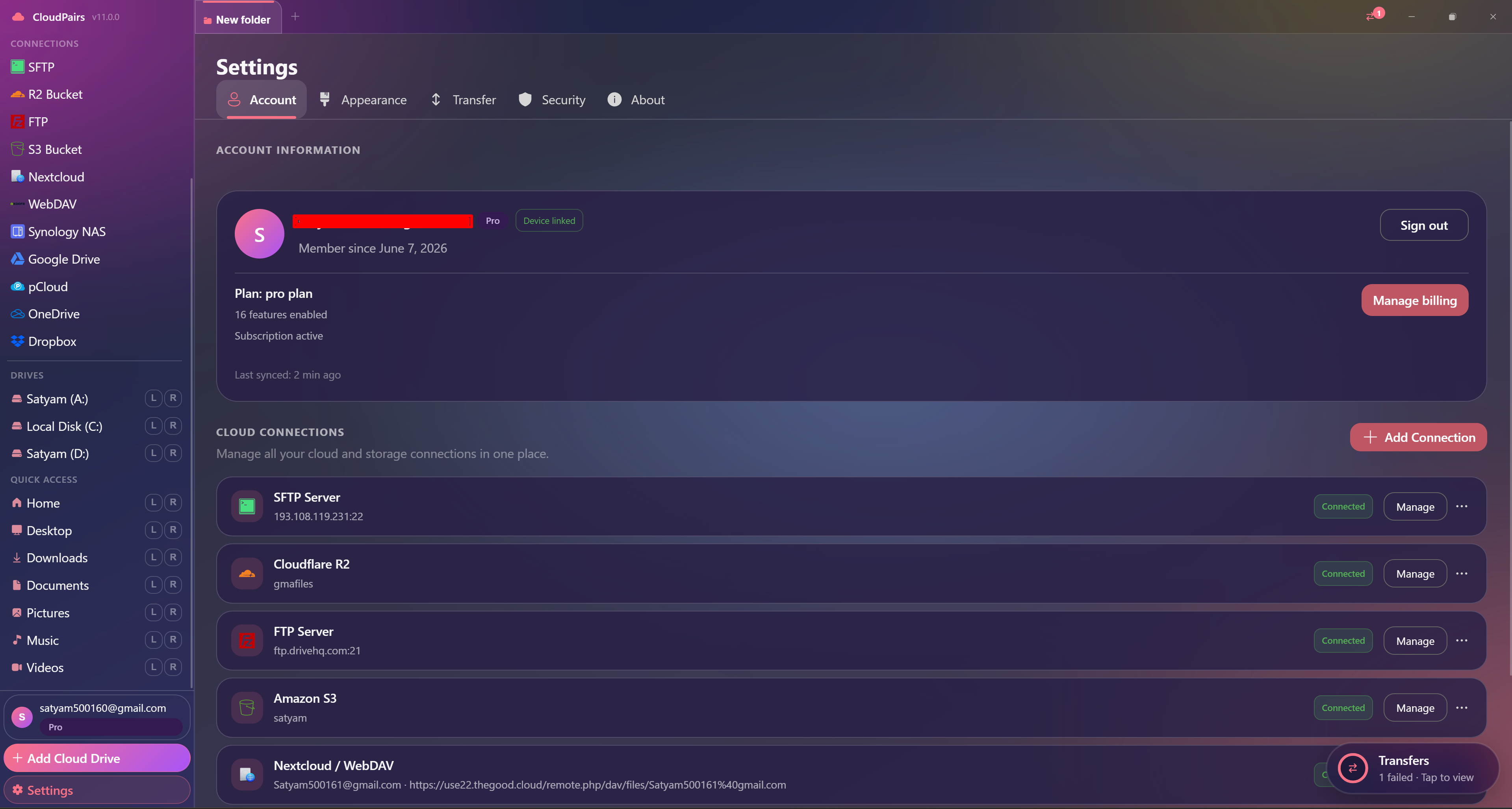 CloudPairs FTP / FTPS file manager